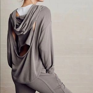 EUC•Free People Gray Open-Back Hoodie